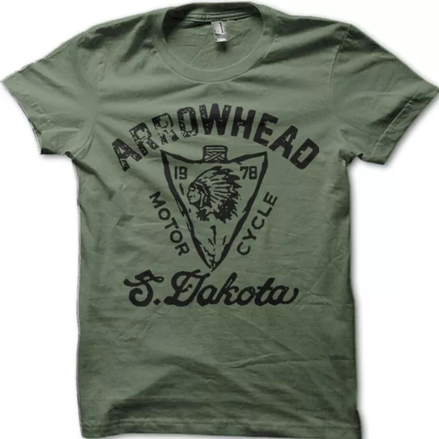 Arrowhead Indian Biker South Dakota Scout Custom Motorcycle t-shirt 7002