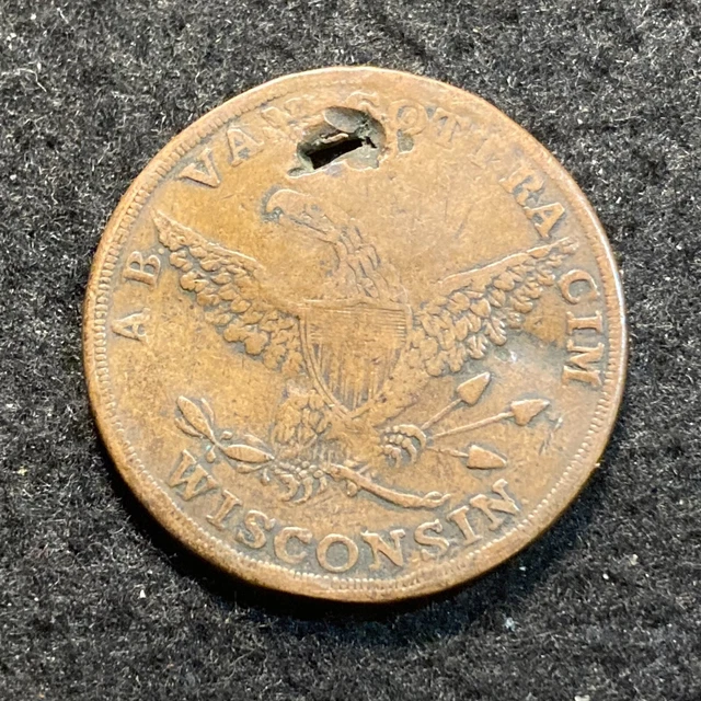Undated Van Cottracim Wisconsin Clock/Jewelry Merchant /Hard Times Token