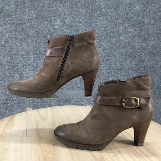 Paul Green Boots Womens 9 US 6.5 UK Ankle Bootie Brown Buckle Strap Cone Heels 2