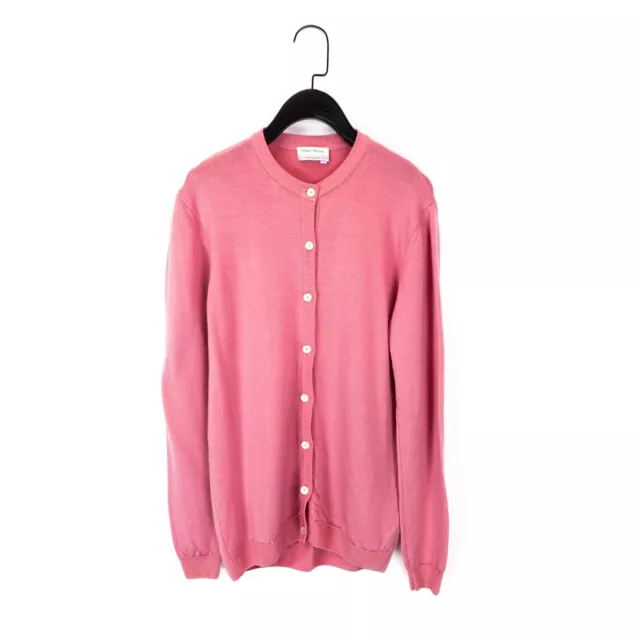 PETER HAHN PURE Tasmanian Wool Buttoned Cardigan Bubblegum Pink