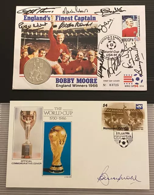 1966 World Cup England Team 2 Signed Covers as all 11 players ! incl Bobby Moore