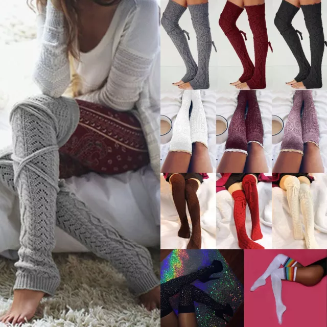 Women Comfort Knitted Leg Warm Stocking Over Knee Thigh High Long Boot Socks HOT