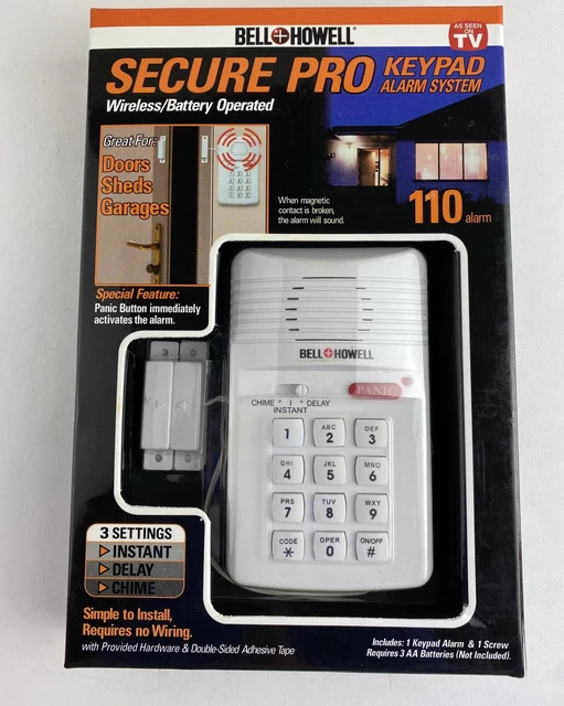 BELL +HOWELL Secure Pro Keypad Alarm System Wireless Battery Operated