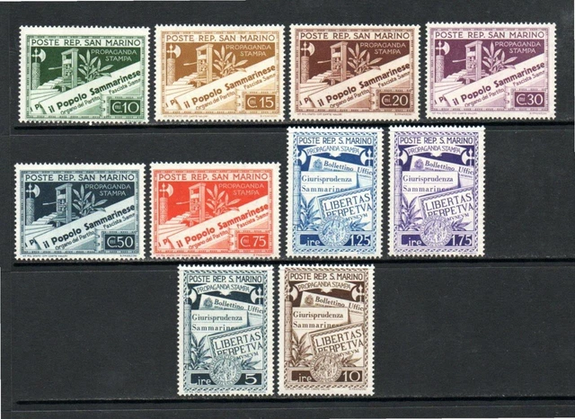 San Marino Mnh 1943 Sg255-264 Press Propoganda