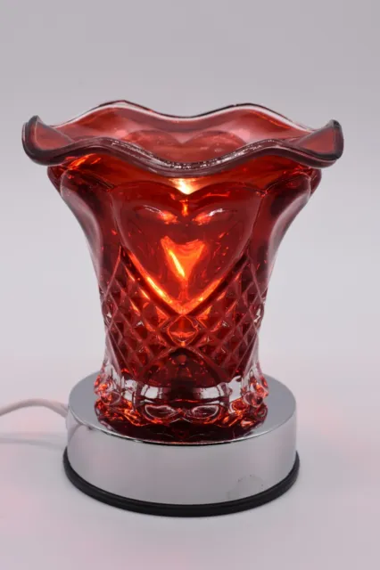 Electric Glass heart Touch Lamp Essential Oil /Wax Burner Tart Warmer!