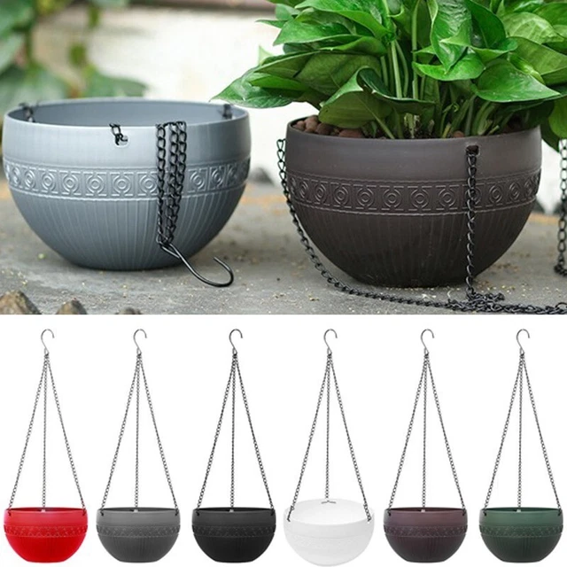 FONDOTIN Pot Suspendu Élégant Pour Chlorophytum & Plantes – Décoration Balcon, Jardin, Intérieur & Extérieur, Noir 58x25 Cm