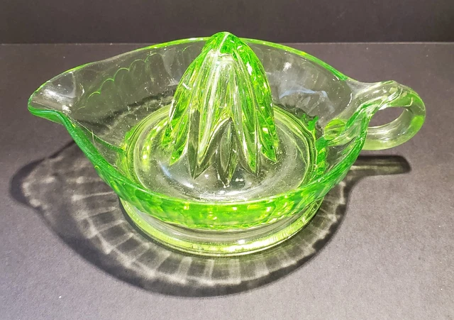Vintage 1920's Depression Uranium/Vaseline Glass Juicer