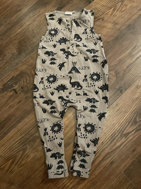 Next Baby Boy Dinosaur sleeveless brown nude romper/dungarees - Age 1.5-2 Years