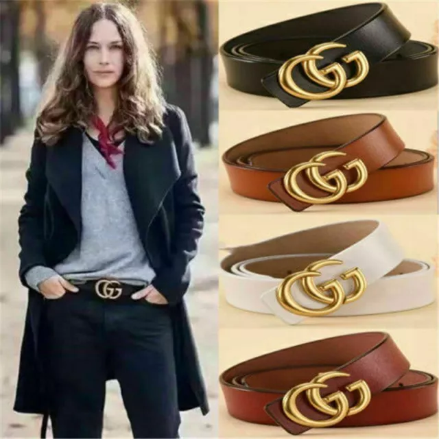 Genuine Leather Belts With Letter GG Buckle 2.3-3.8cm Jeans BeltFashion Ladies