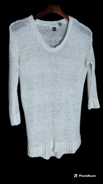 -560 Design History A Pea In The Pod Maternity Knitted Sweater Ivory M ¾ Sleeve