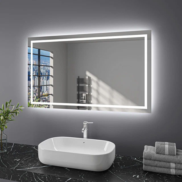 Illuminated Bathroom Wall Mirror with LED Lights Demister Sensor Touch Large