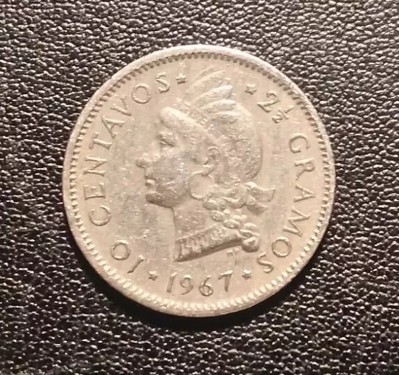 1967 Dominican Republic 10 Centavos Coin