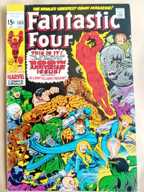 Fantastic Four #100 - VG/FN (5.0) Marvel 1970 - Cents Copy - Jack Kirby art