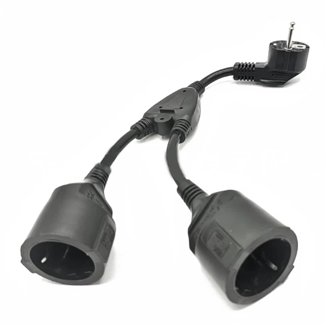 Cable de extensión accesorios 2 en 1 conector cable de alimentación par con 2 enchufes de CA