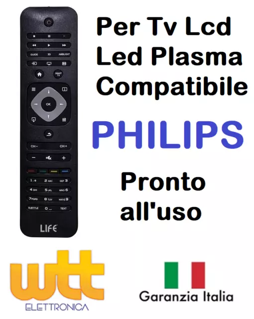 Telecomando universale compatibile per TV PHILIPS Lcd Led Smart TV tipo Original