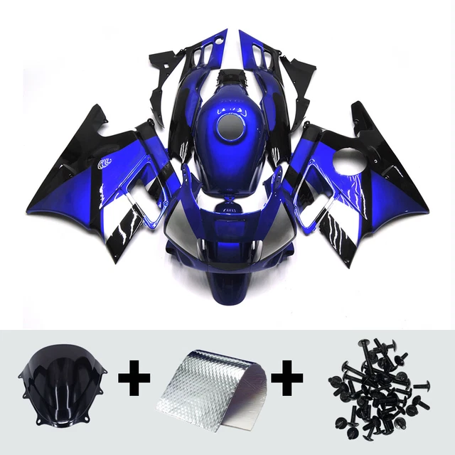ABS Plastics Fairings Kit for Honda CBR600F2 1991 92 93 1994 Black Blue Bodywork