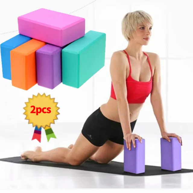 2er Set Yogablock Lila  Gurt Schaumstoff Yogaklotz Joga Block Pilates Fitness