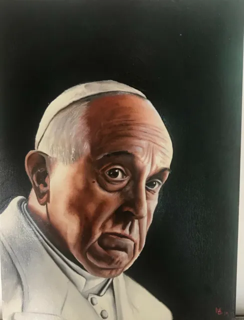dipinto olio su tela Papa Francesco 30x40cm
