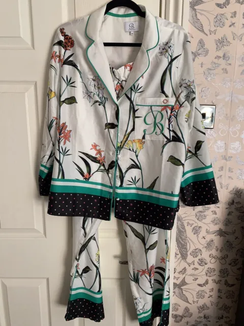 Set pigiami floreali raso B By Ted Baker pantaloni camicia UK 14R NUOVI CON ETICHETTE