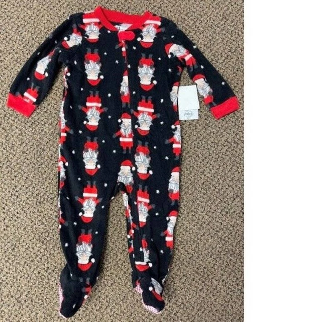 Boys Christmas Pajamas Fleece Sleep n Play Santa Long Sleeve Footed 1 PC-12 mths