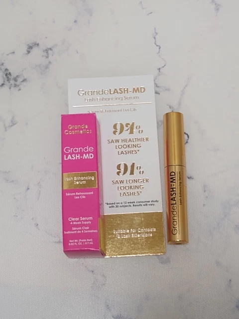 Suero mejorador de pestañas Grande Cosmetics Lash MD 0,02 OZ 4 semanas suministro nuevo en caja