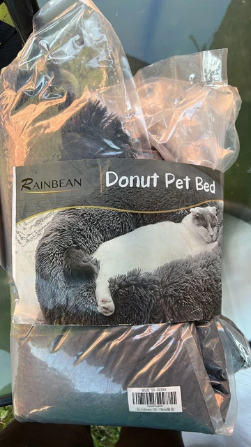 Fluffy Soft Comfy Calming Donut Dog Cat Beds Warm Bed Pet Round Plush Puppy Beds