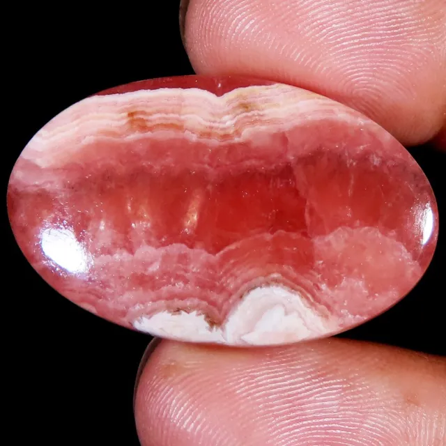 (21X34X05 MM SIZE) 52.00 Cts. NATURAL RHODOCHROSITE OVAL CABOCHON LOOSE GEMSTONE