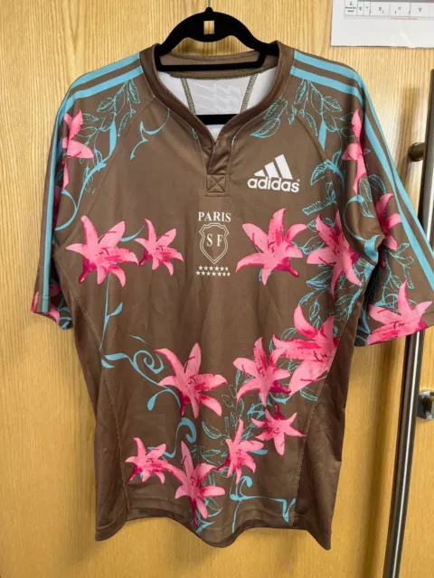 Stade Francais Rugby Shirt Mens Medium Brown Adidas 2007/08 Away France Union