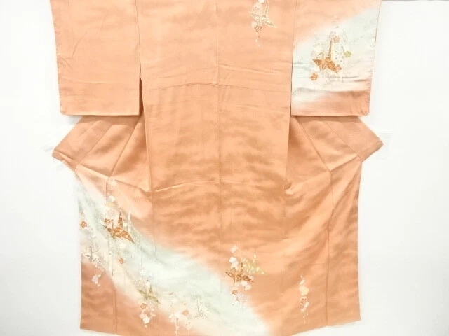 6545180: Japanese Kimono / Vintage Homongi / Ume Blossom & Origami Cranes
