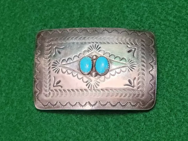 O.C. Thomas Sterling Silver 925 Turquoise Navajo Native American Belt Buckle