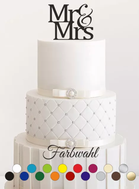 Wunschfarbe Tortenstecker Hochzeit, personalisiert, Cake Topper Acrylglas MR MRS