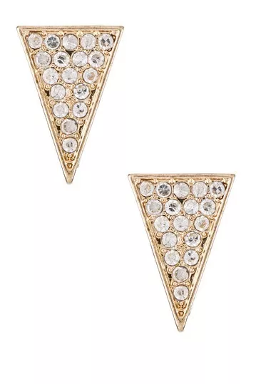 Jules Smith Gold Cubic Zirconia Crystal Pave Elongated Triangle Stud Earrings