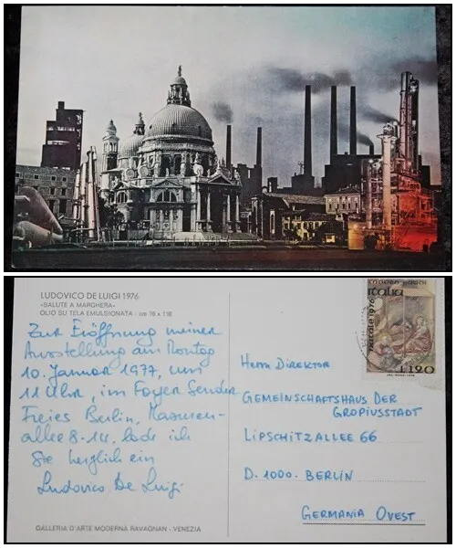 LUDOVICO DE LUIGI , signierte Handschrift , Postkarte von 1976