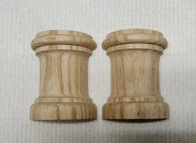 2 Wooden Columns, Bases Clock Furniture Parts Hardwood  1.87" w x 2.36" t