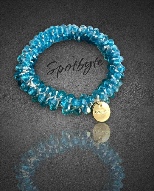Bracciale Braccialetto elastico Donna color azzurro con ciondolo color oro