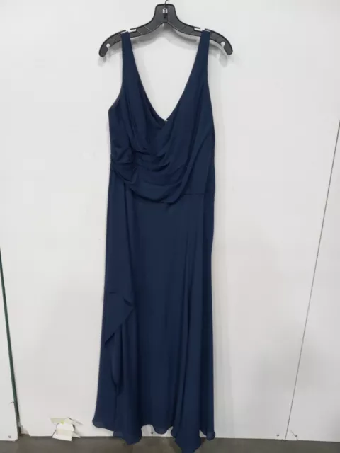 David's Bridal Blue Long Pleated Tank Dress Women's Size 16