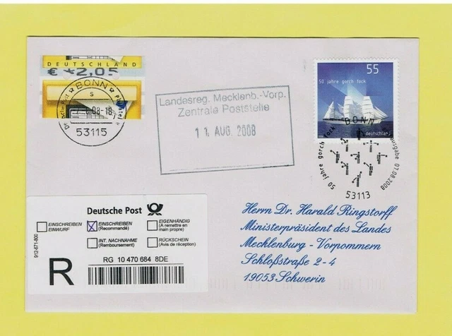 Markanter ATM-Springer "Briefkasten" auf R-FDC "Gorch Fock"