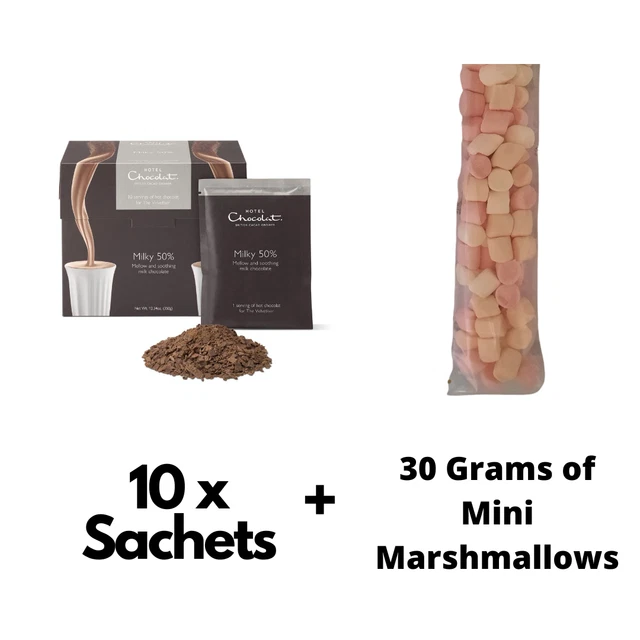 HOTEL CHOCOLAT MILKY 50 Hot Chocolate 10 Sachets 35g + 30g of Mini