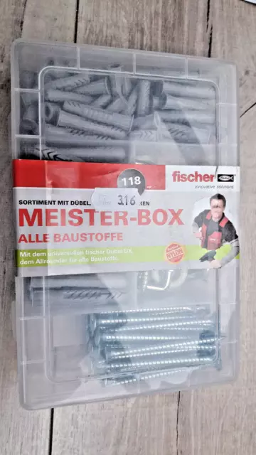 Fischer Meister-Box Dübel UX / UX R mit Schrauben und Haken 118 teilig Sortiment