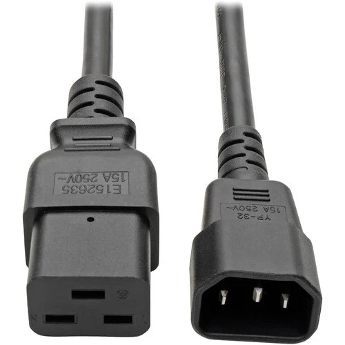 Tripp Lite 4ft Power Cord Extension Cable C19 to C14 Heavy Duty 15A 14AWG 4