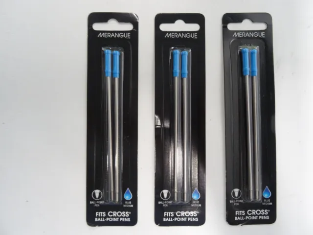 6 Cross Pen By Merangue Ballpoint Pen Medium Point Refills Blue Ink New Sealed