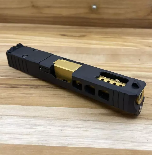 For Glock 19 Complete Slide gen3 RMR  Sights Lightning CUT Gold PORTED Barrel