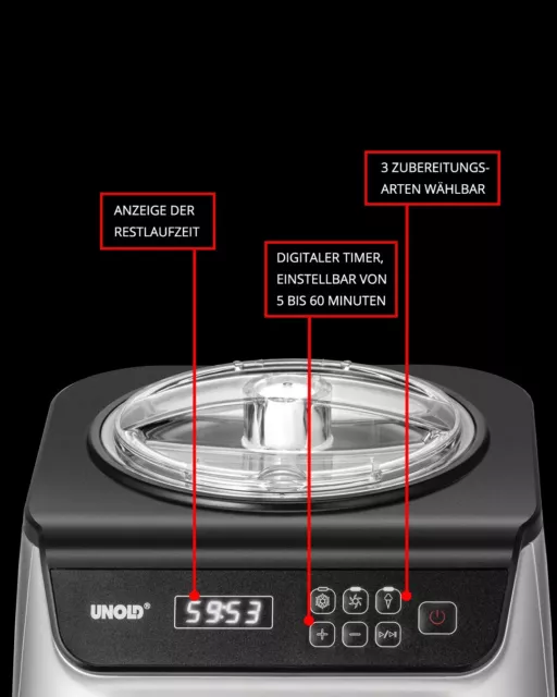Unold 48825 Eismaschine Uno mit Kompressor Eisbereiter Softeis Eis Maschine 1,2L 2