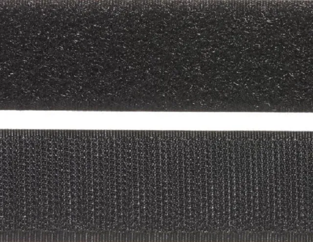 VELCRO® Sew On - Hook & Loop Tape - 1mt X 20mm, 25mm, 38mm, 50mm or 100mm  Black