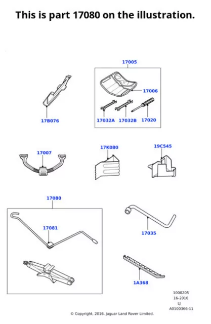 Land Rover Genuine Jack Lifting Fits Range Rover 2002-2009 2010-2012 LR029584