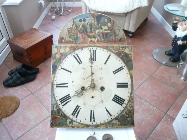 Old Scottish Long Case Clock Face Movement Cottor's Saturday Night Robert Burns