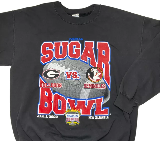 Vintage Georgia Bulldogs vs Florida Seminoles Sweatshirt Y2K Sugar Bowl Nokia L