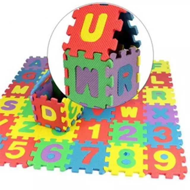 36 Tiles Alphabets and Numbers Soft Foam Puzzle Play Mat for Baby Kids Toddlers;