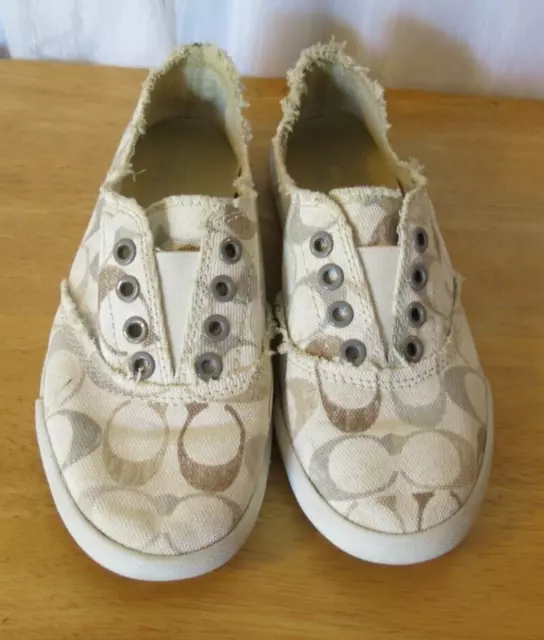 COACH KATIE A1487 Sneakers Women 7 Slip-On Signature Tan Tennis Shoes ...