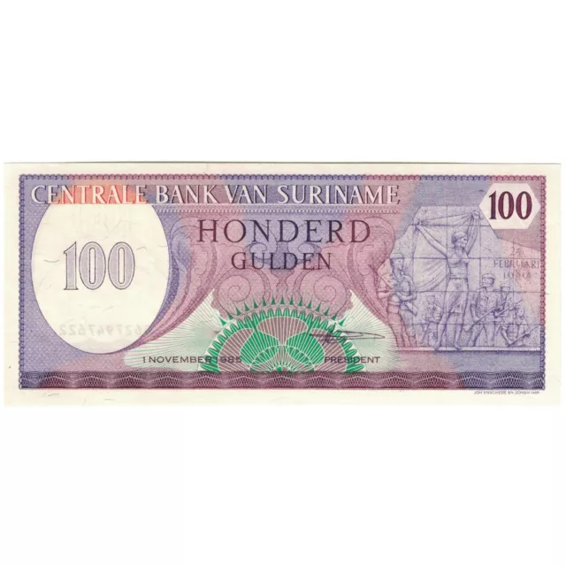 [#194466] Billet, Suriname, 100 Gulden, 1985, KM:128b, NEUF